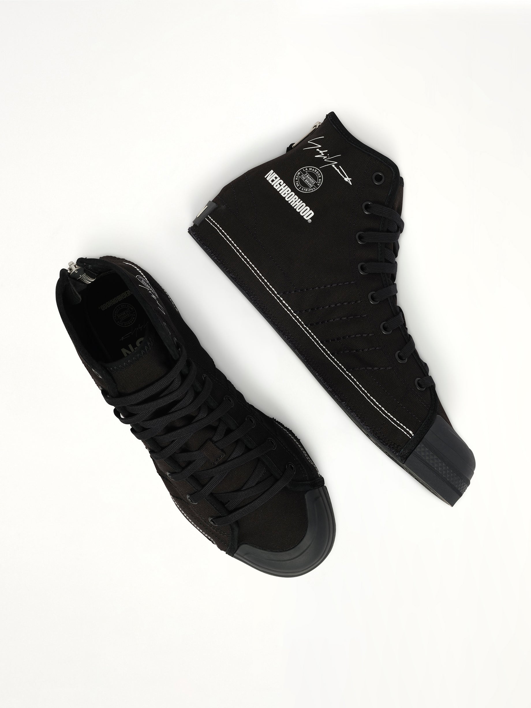 Y-3 X NBHD Nizza Hi Sneaker in Black Top View | Y-3