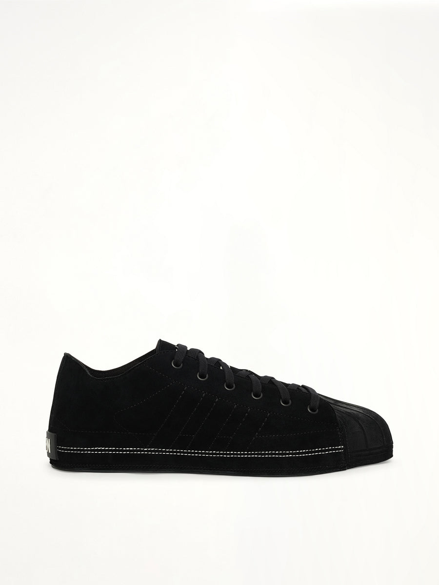 Y-3 X NBHD Nizzastar Lo Sneaker in Black/Off White Side View | Y-3