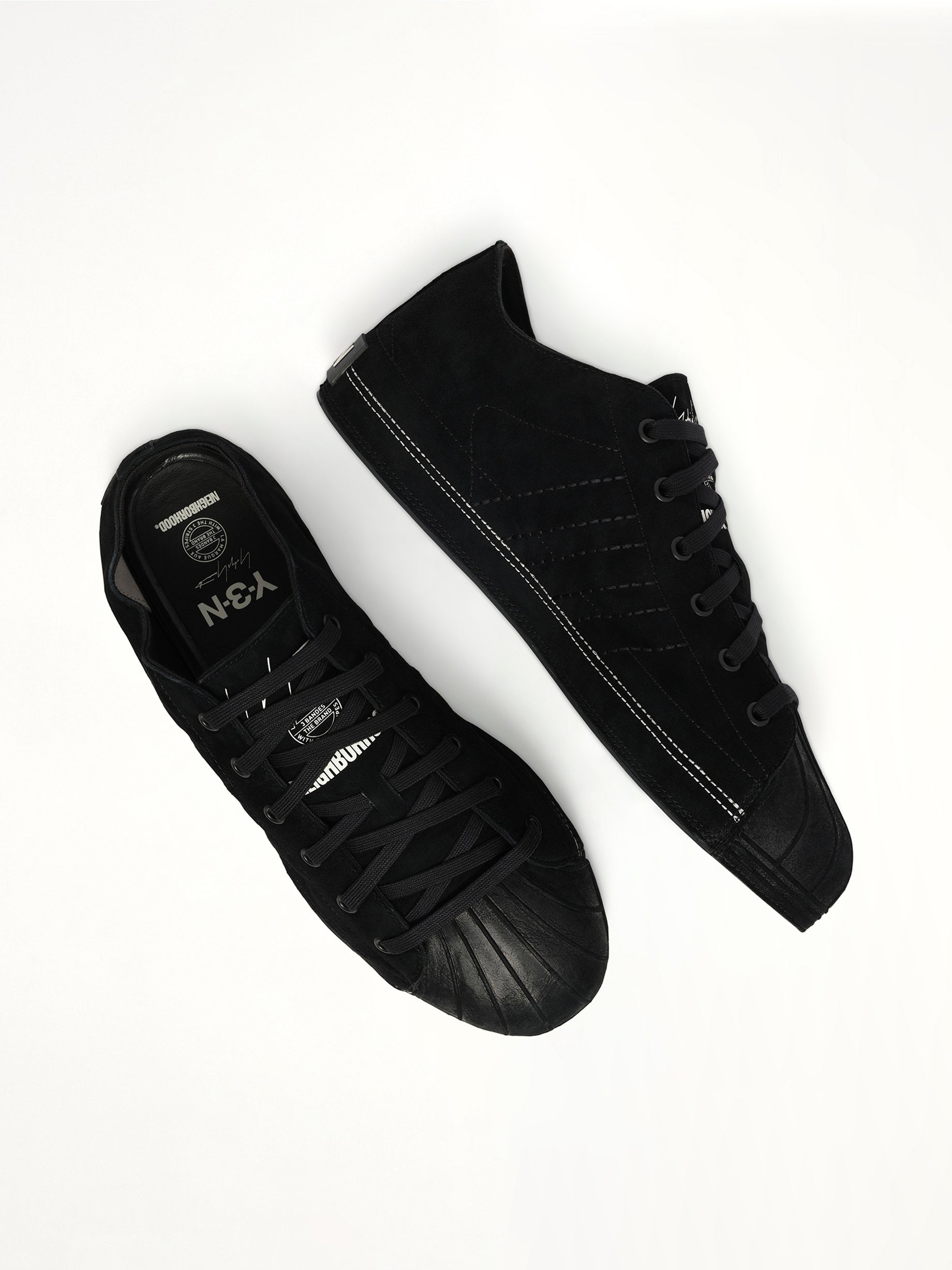 Y-3 X NBHD Nizzastar Lo Sneaker in Black/Off White Top View | Y-3
