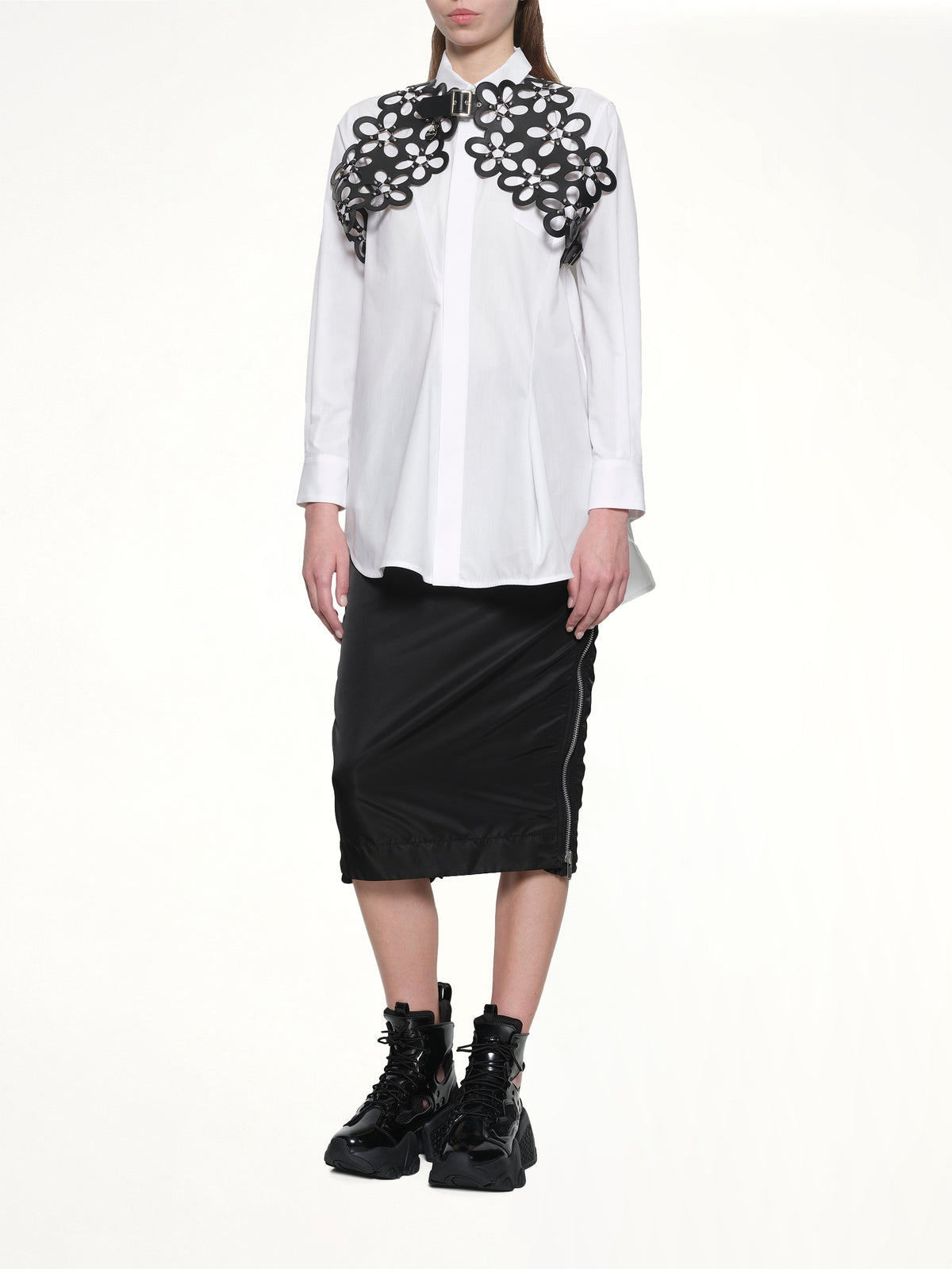 Petal Leather Vest in Black