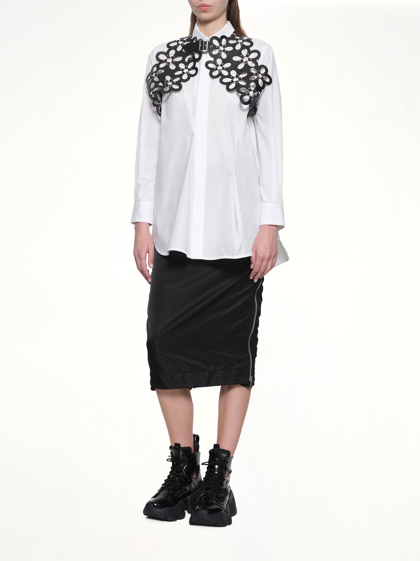 Petal Leather Vest in Black