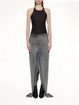 Denim Sliced Skirt in Dirty Hustler