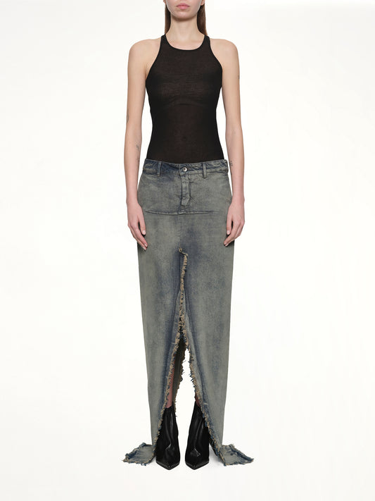 Denim Sliced Skirt in Dirty Hustler