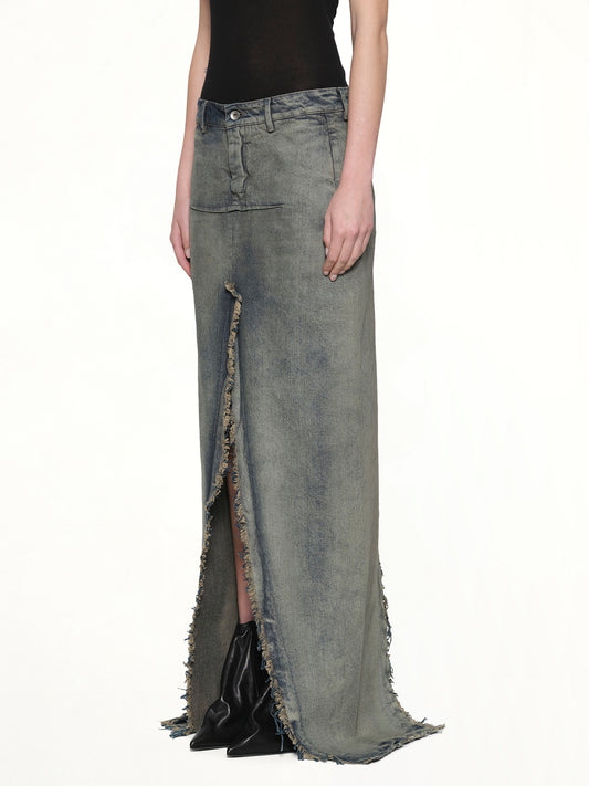 Denim Sliced Skirt in Dirty Hustler