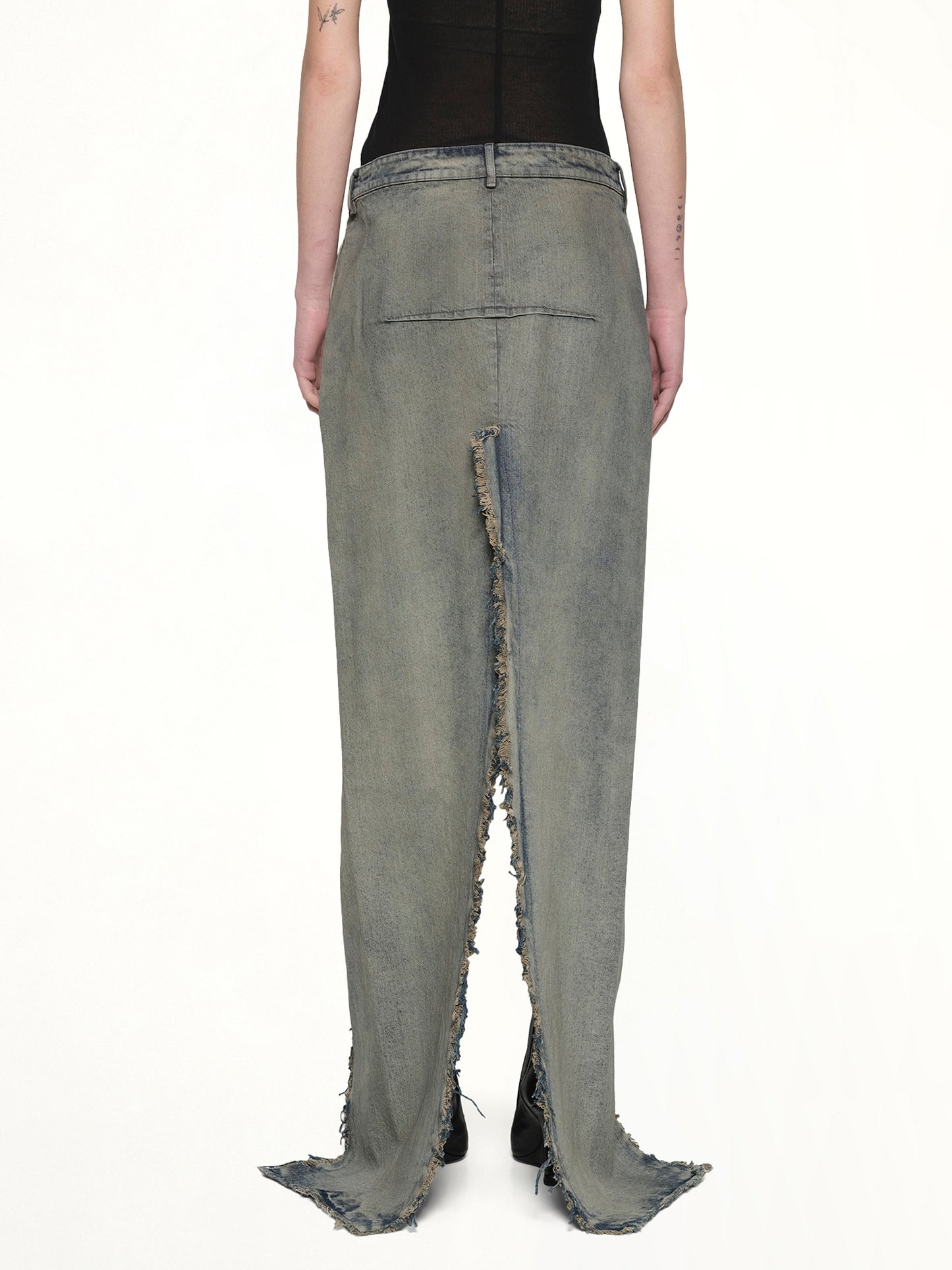 Denim Sliced Skirt in Dirty Hustler