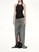 Denim Sliced Skirt in Dirty Hustler