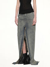 Denim Sliced Skirt in Dirty Hustler