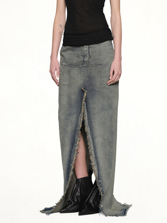 Denim Sliced Skirt in Dirty Hustler