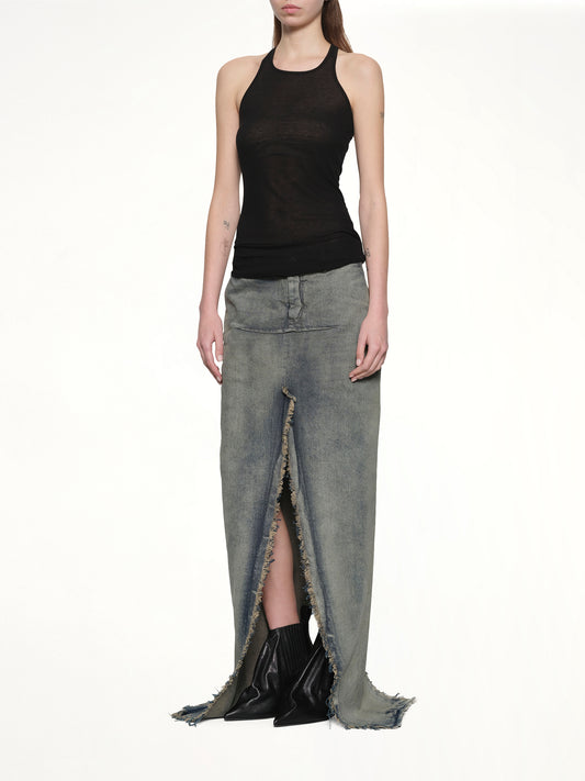 Denim Sliced Skirt in Dirty Hustler