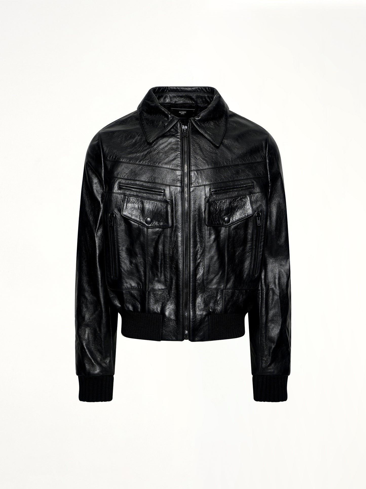 Leather Double Pocket Blouson in Black