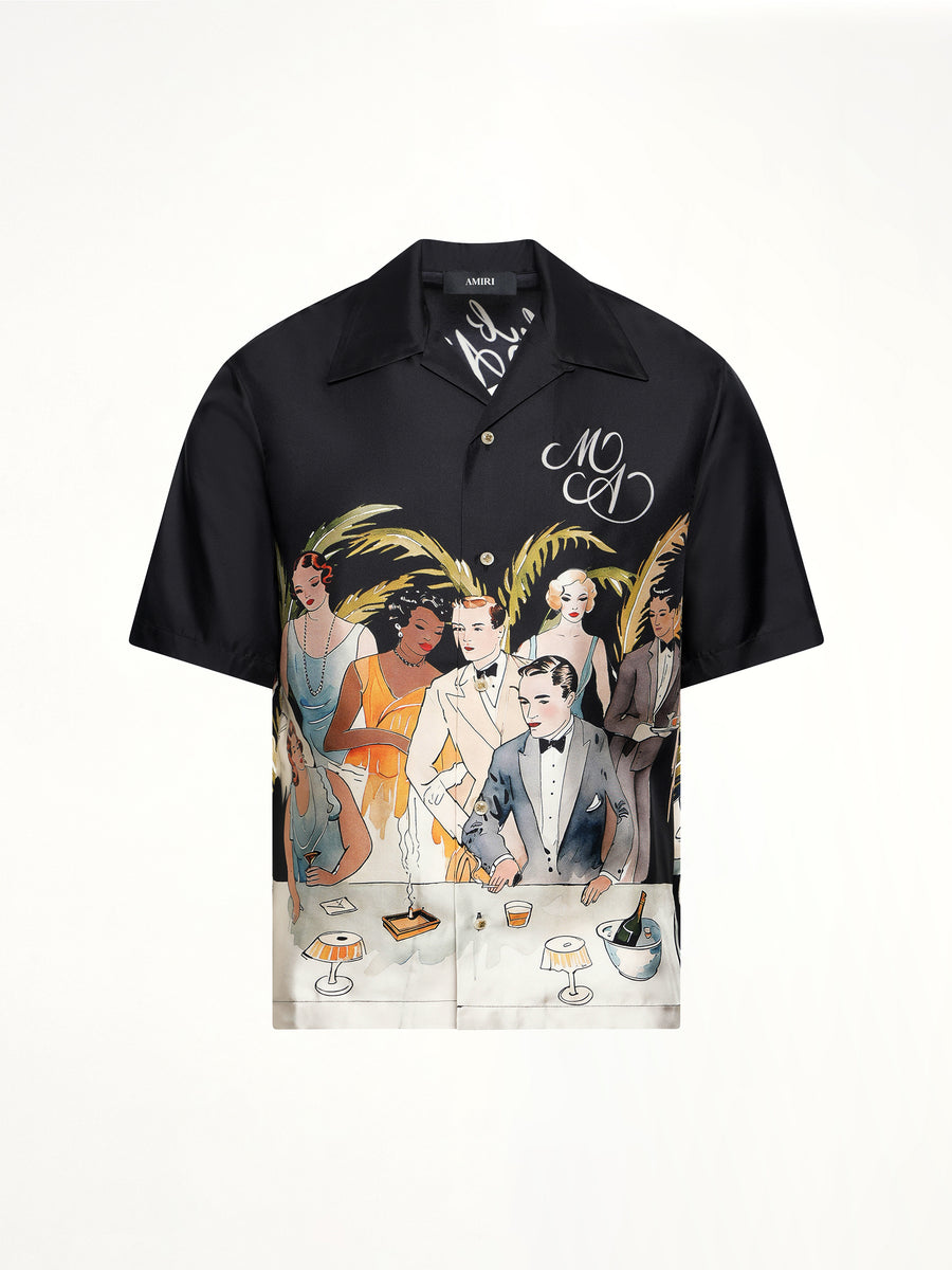 Bar Scene Bowling Shirt in Black