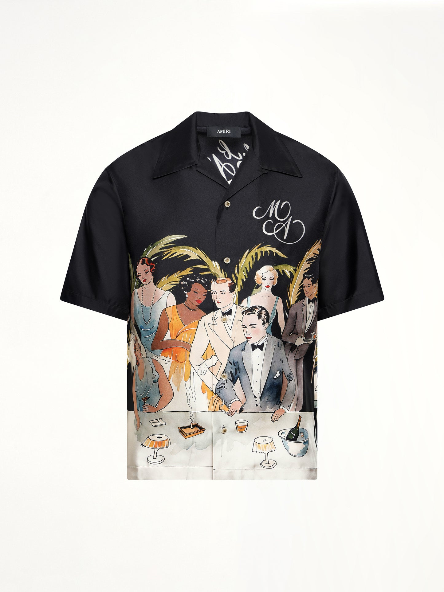 Bar Scene Bowling Shirt in Black