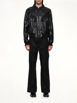 Leather Double Pocket Blouson in Black