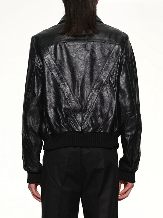 Leather Double Pocket Blouson in Black