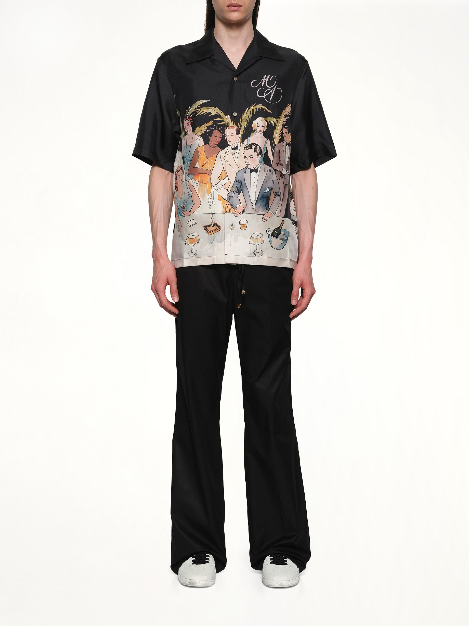 Bar Scene Bowling Shirt in Black