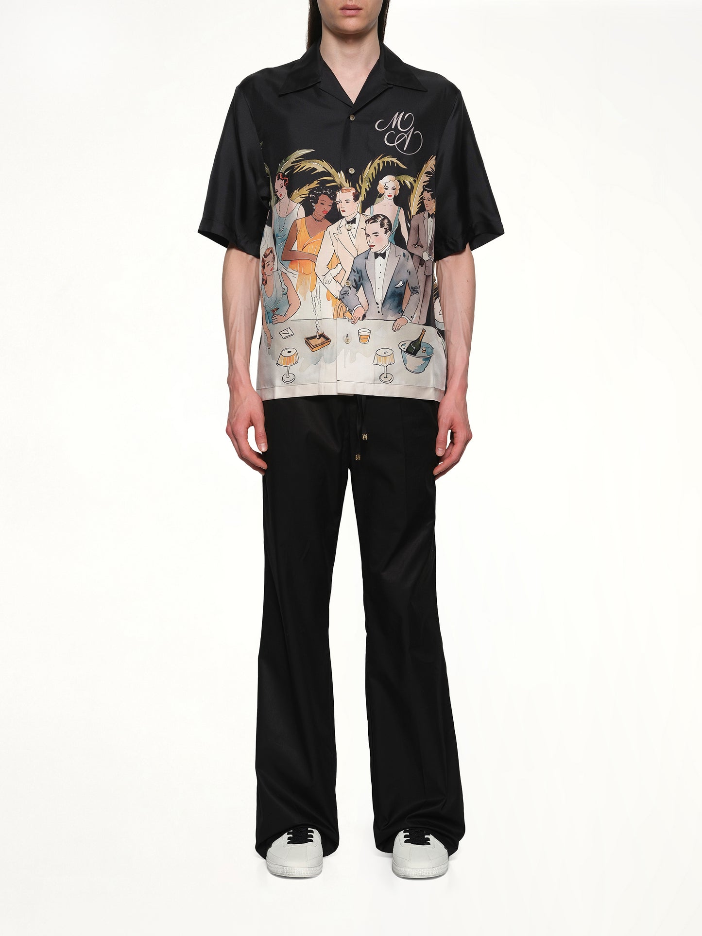 Bar Scene Bowling Shirt in Black