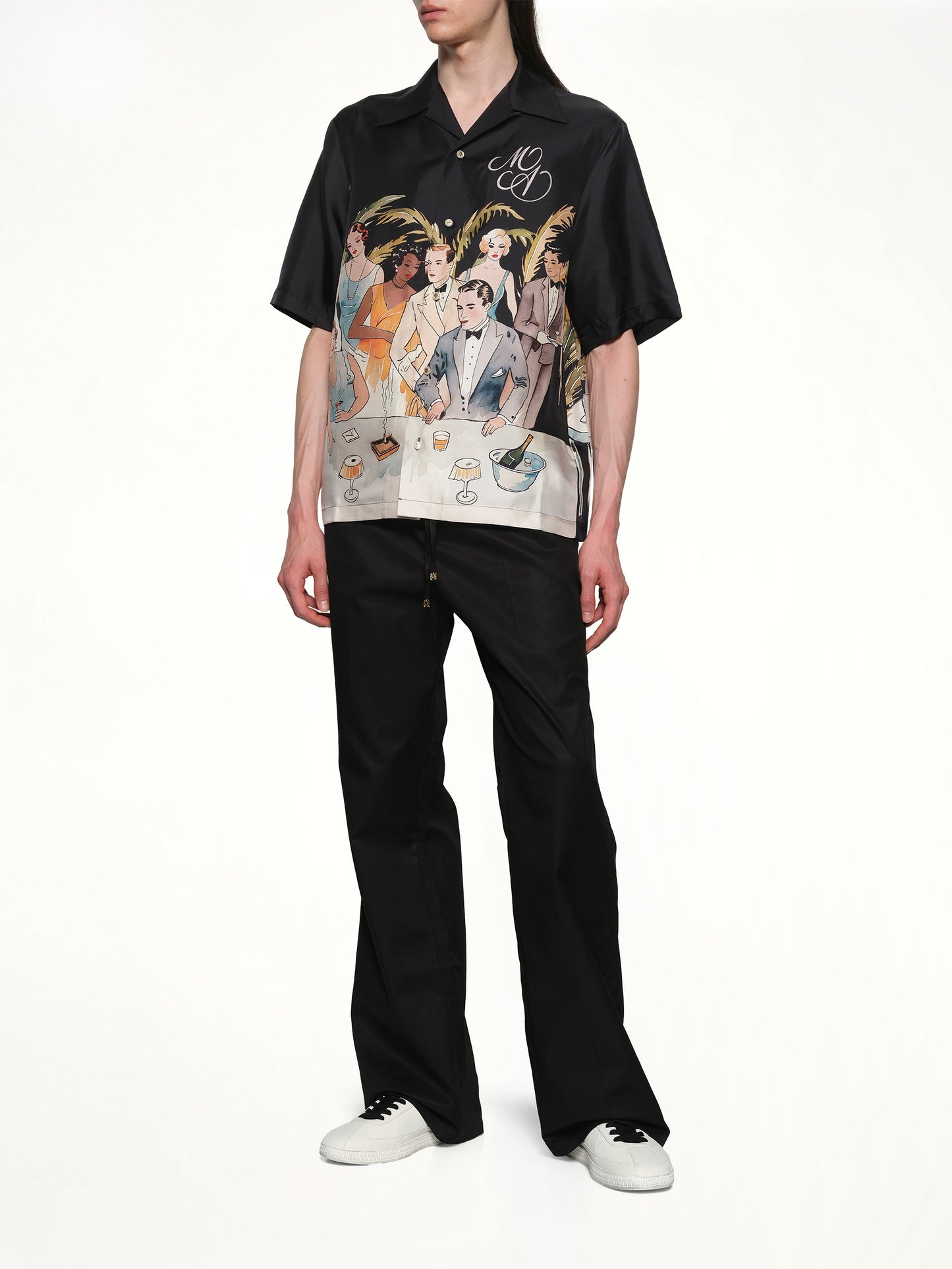 Bar Scene Bowling Shirt in Black