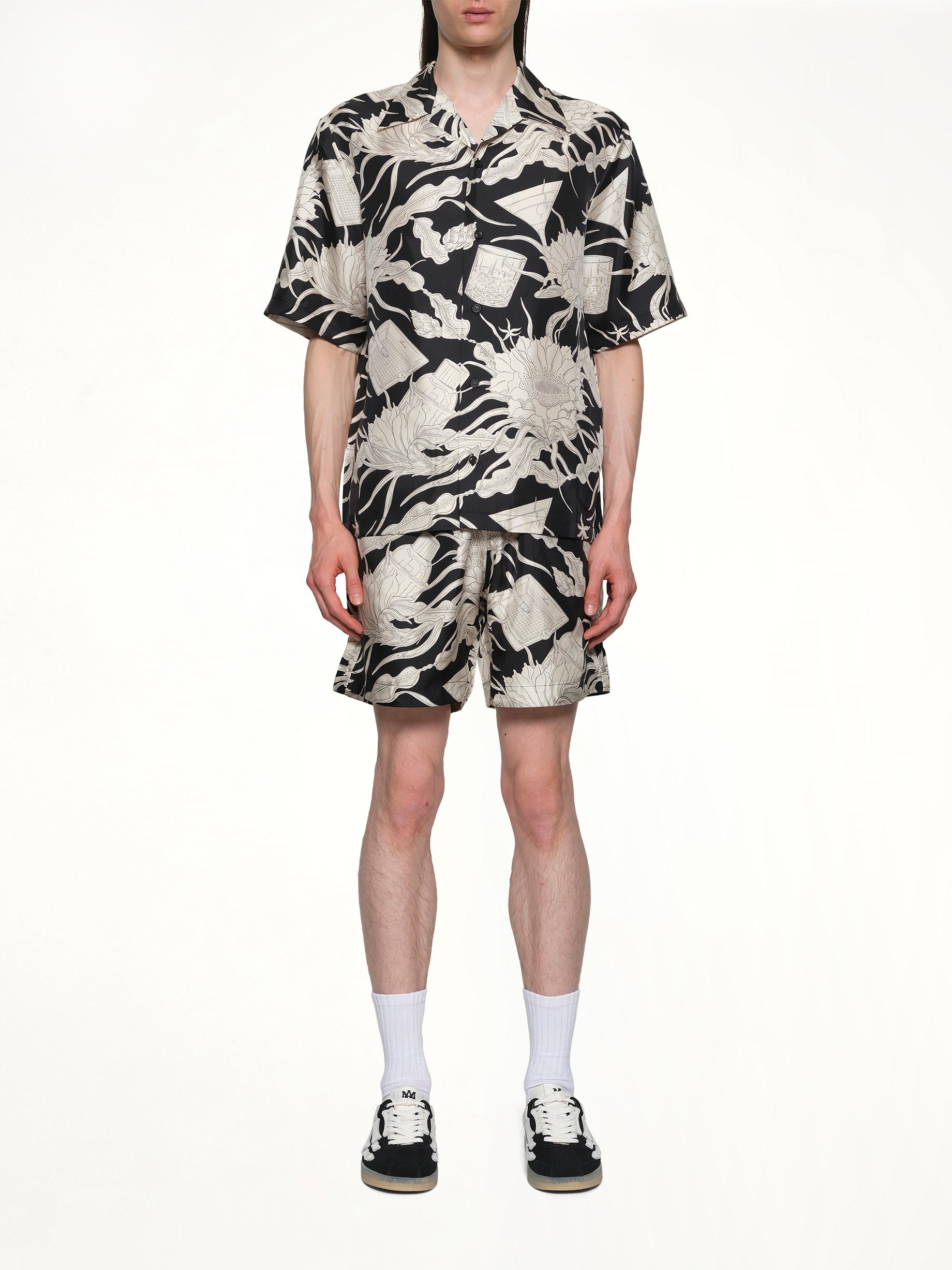 Floral Bowling Shirt in Black