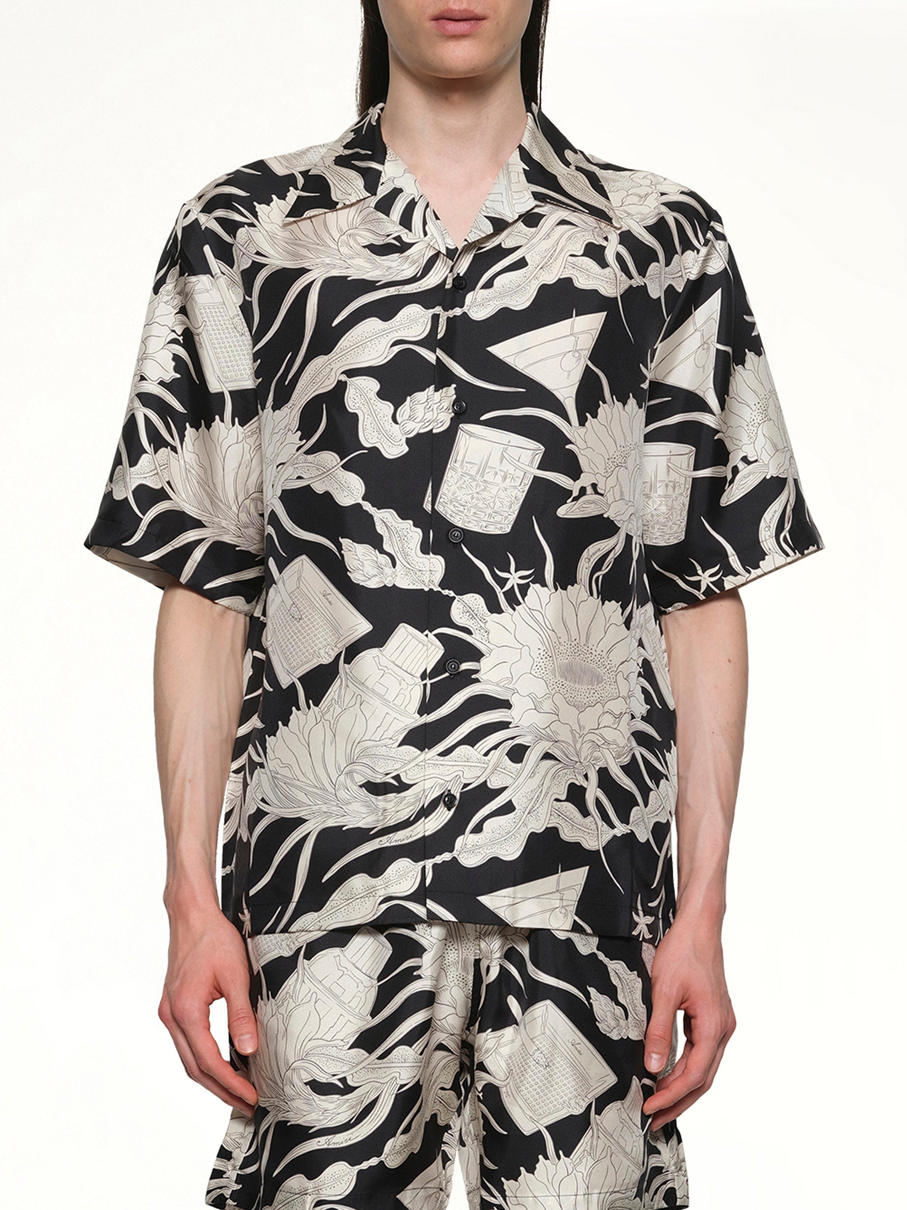 Floral Bowling Shirt in Black