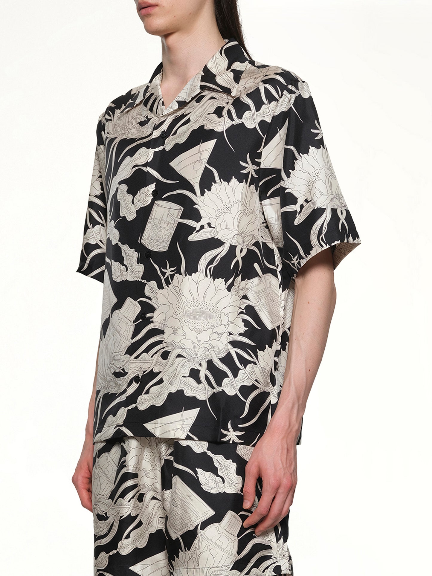 Floral Bowling Shirt in Black
