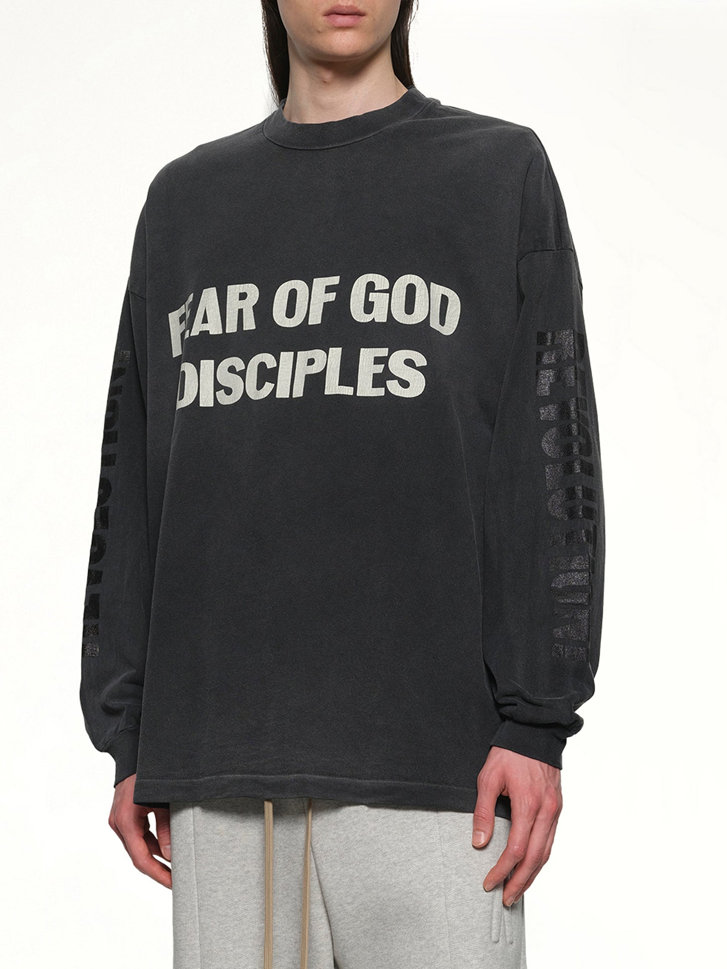 Relaxed Long Sleeve Disciple T-Shirt in Black