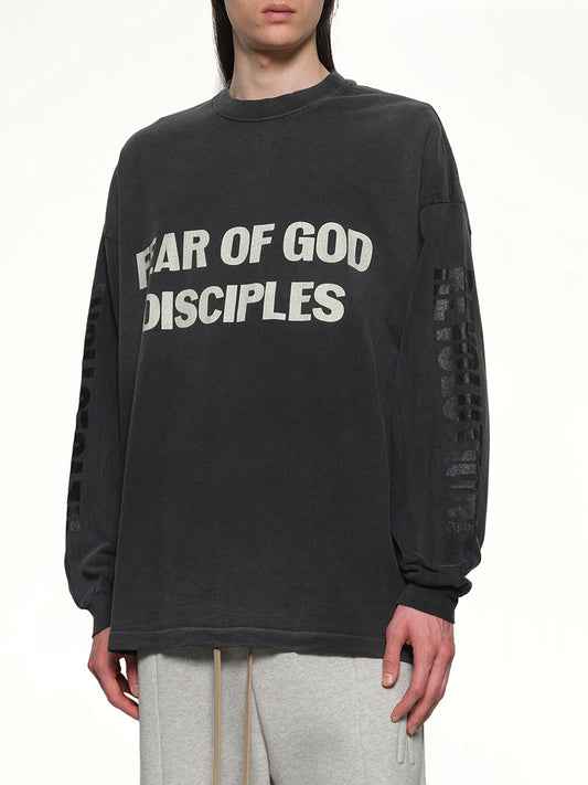Relaxed Long Sleeve Disciple T-Shirt in Black
