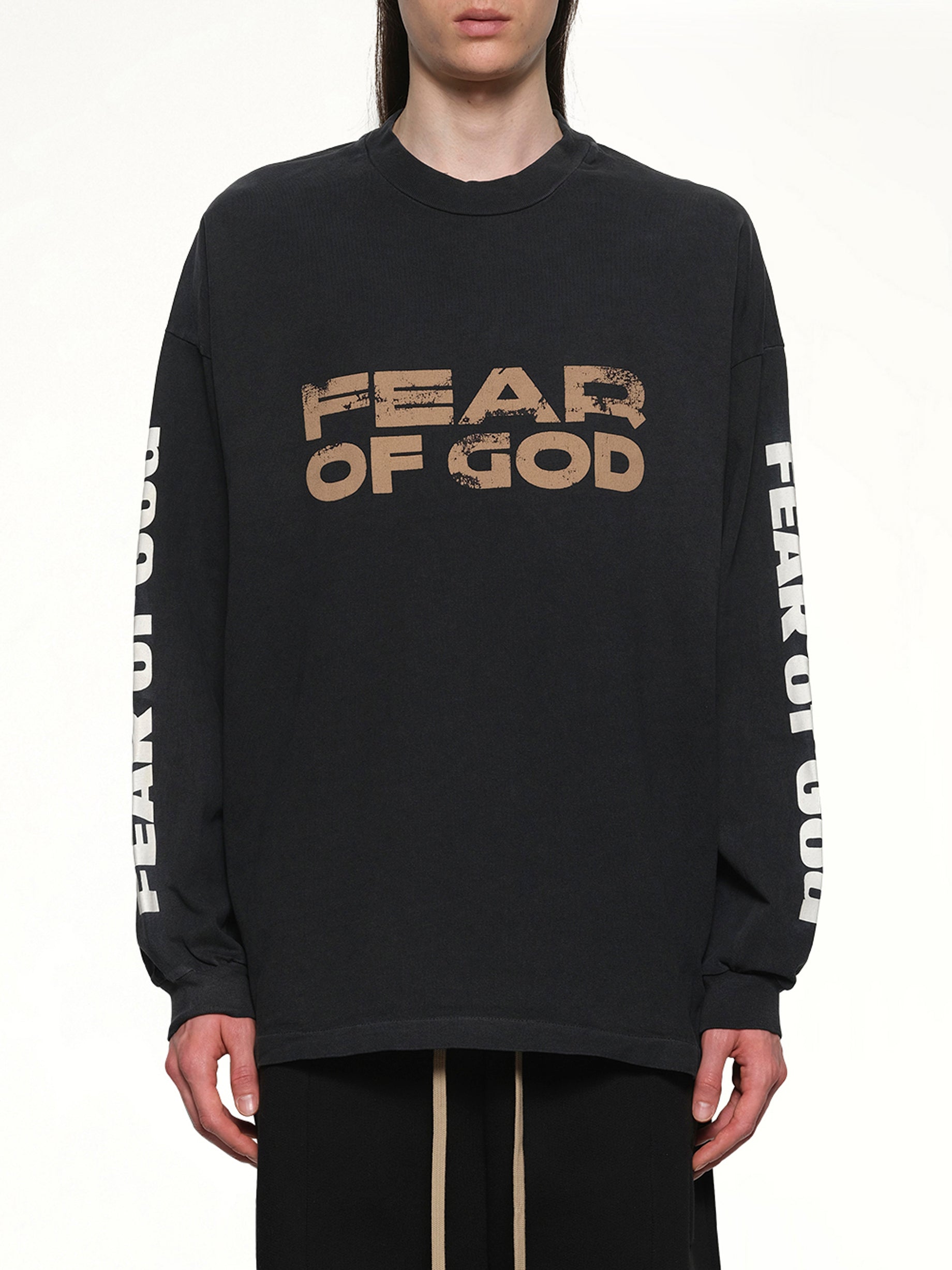 Relaxed Long Sleeve Fear Of God T-Shirt in Black