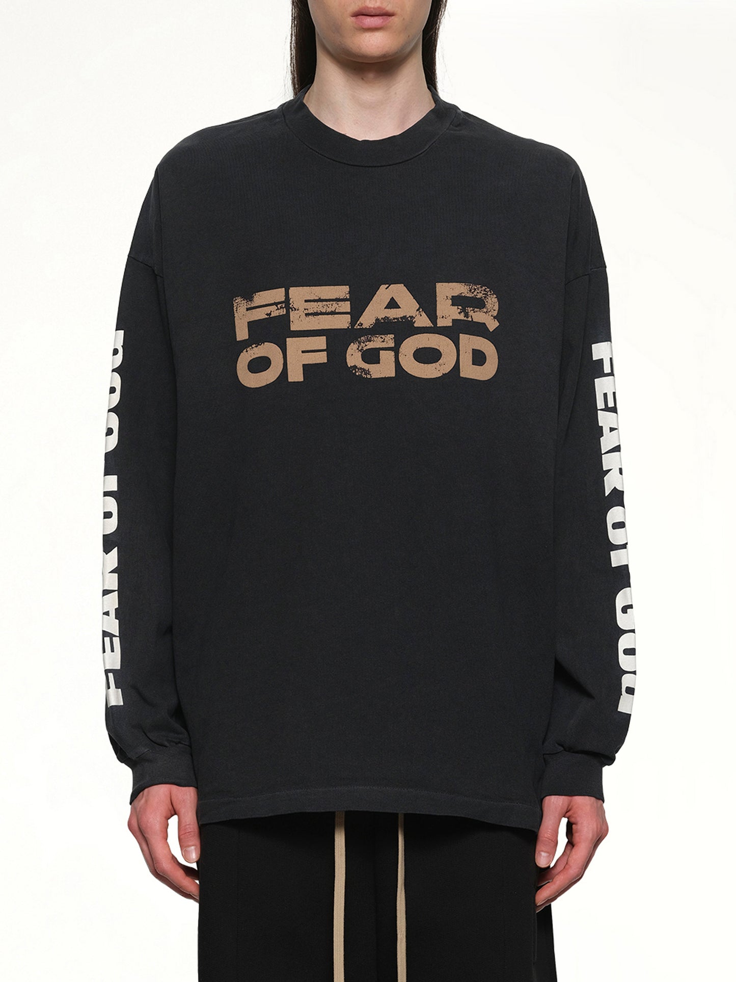 Relaxed Long Sleeve Fear Of God T-Shirt in Black