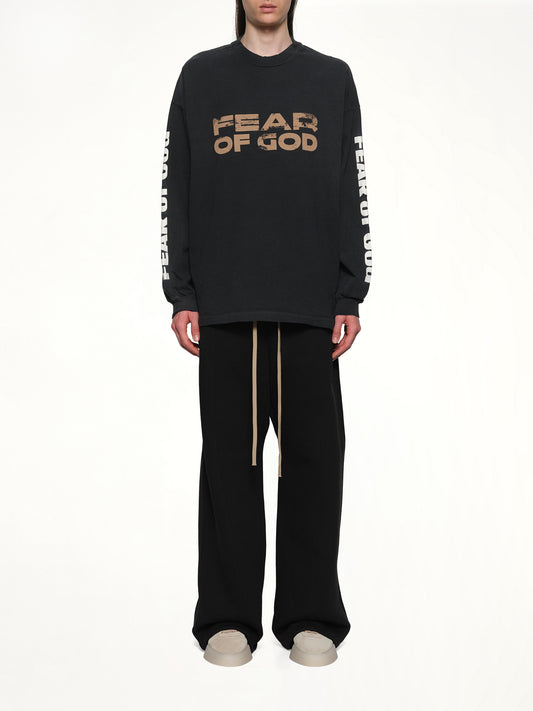 Relaxed Long Sleeve Fear Of God T-Shirt in Black