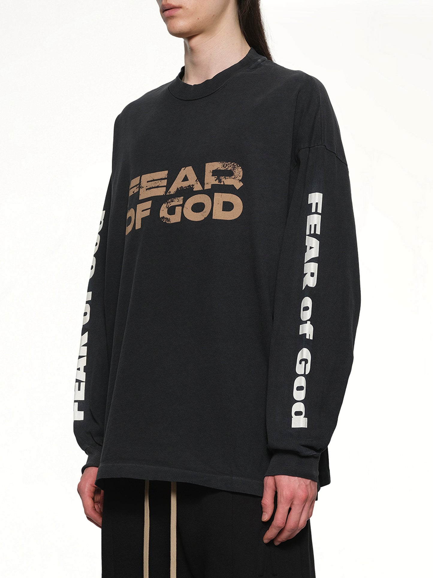 Relaxed Long Sleeve Fear Of God T-Shirt in Black