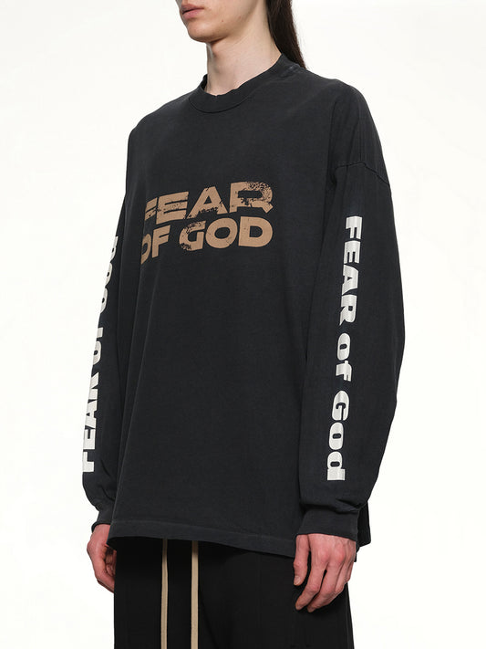 Relaxed Long Sleeve Fear Of God T-Shirt in Black