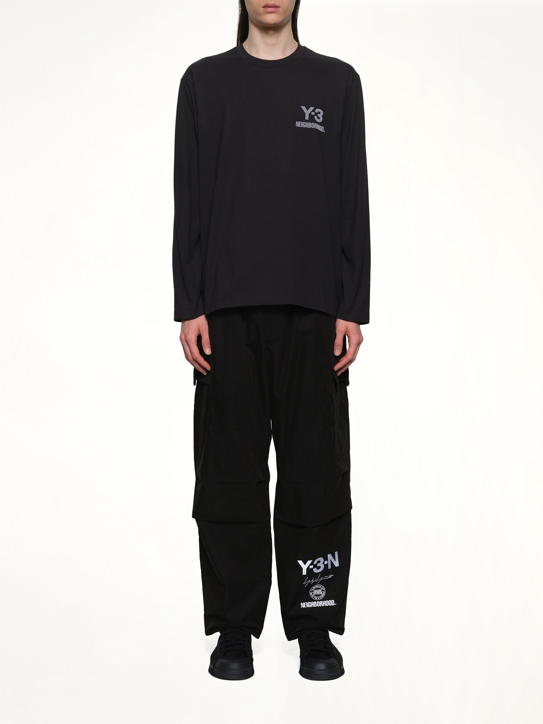 Y-3 X NBHD Logo Ls T-Shirt in Black