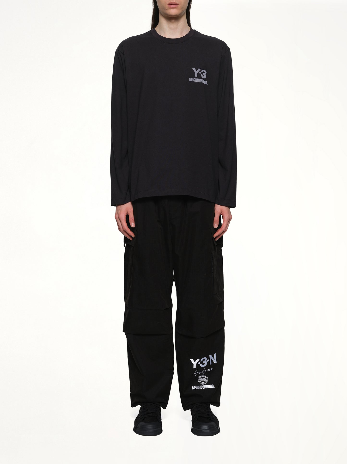 Y-3 X NBHD Logo Ls T-Shirt in Black