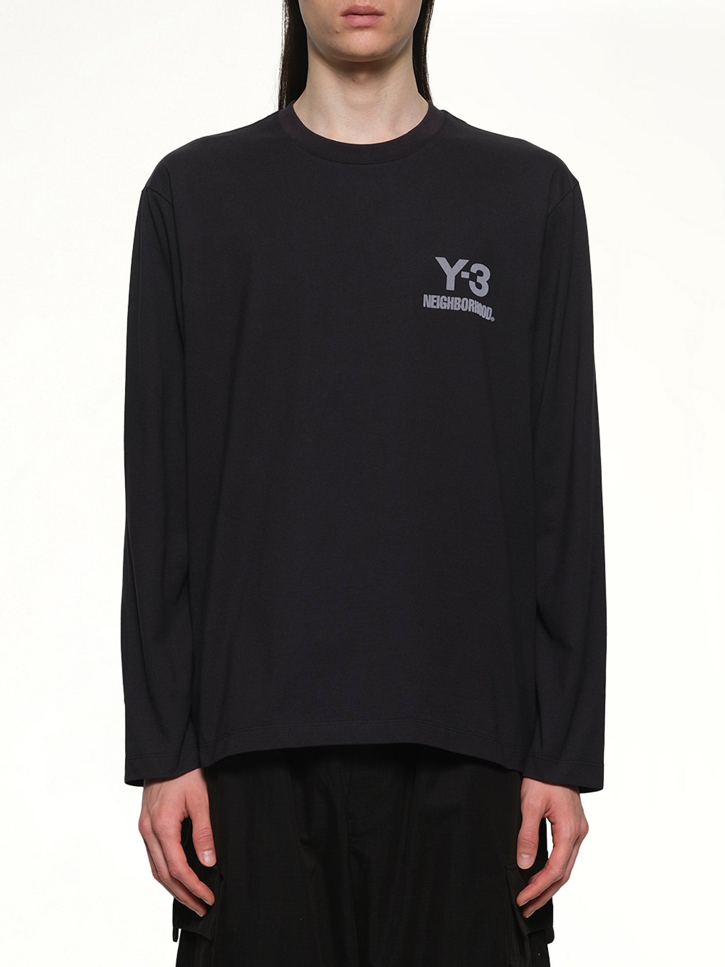Y-3 X NBHD Logo Ls T-Shirt in Black