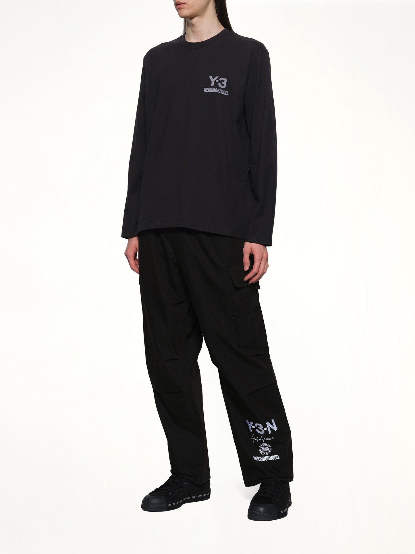 Y-3 X NBHD Logo Ls T-Shirt in Black