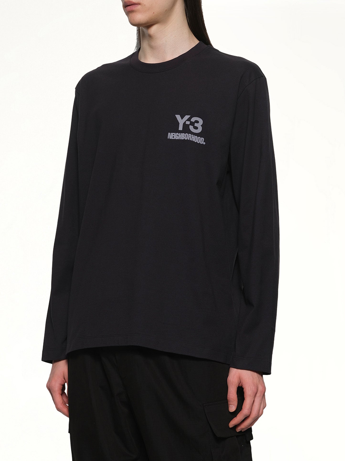 Y-3 X NBHD Logo Ls T-Shirt in Black