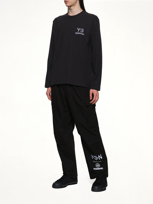 Y-3 X NBHD Logo Ls T-Shirt in Black