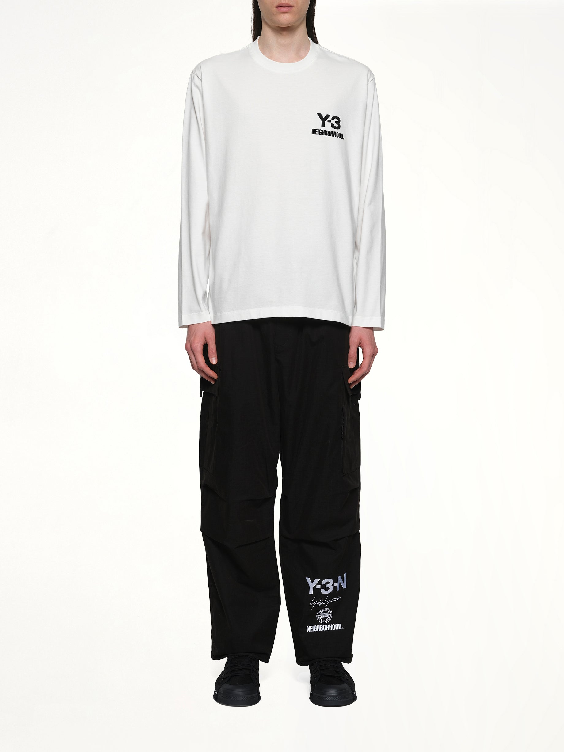 白色 Y-3 X NBHD 徽标长袖 T 恤