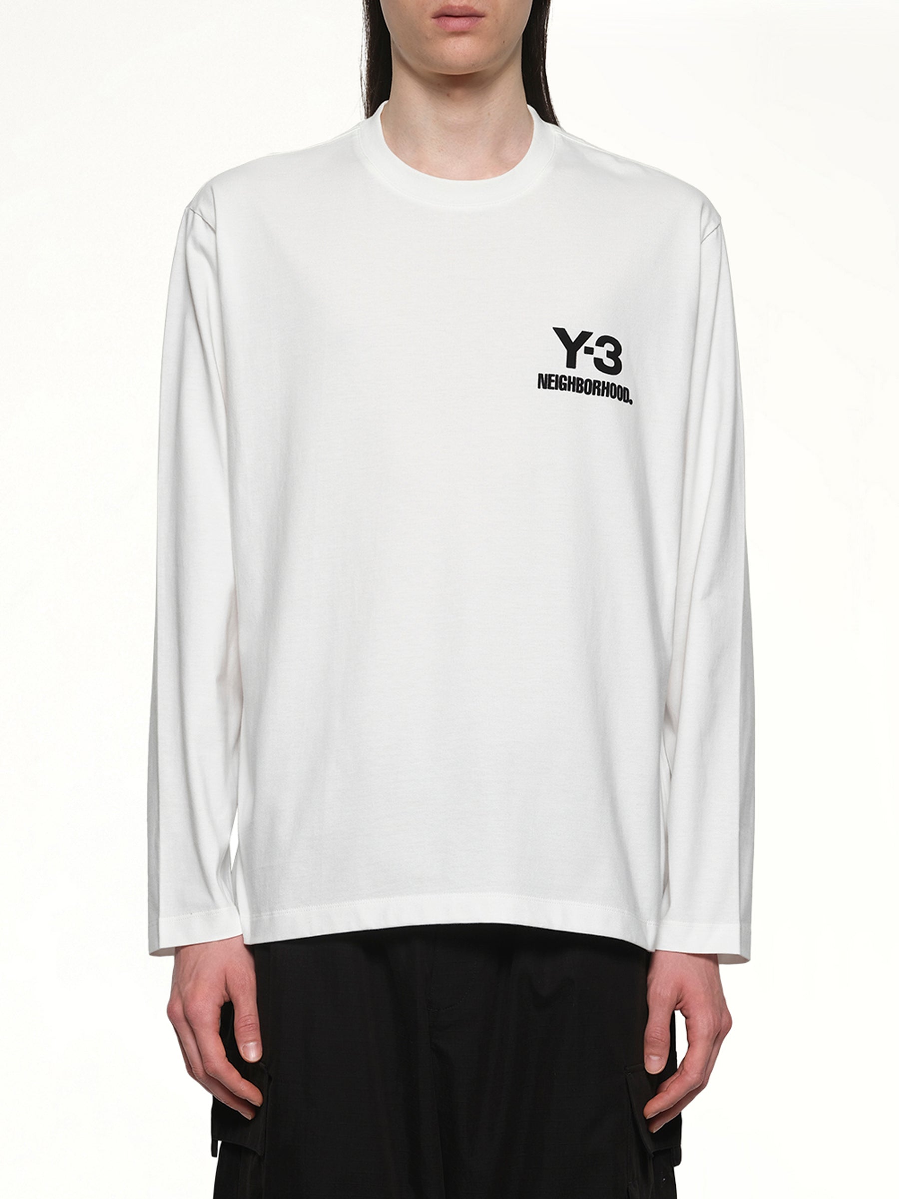 白色 Y-3 X NBHD 徽标长袖 T 恤
