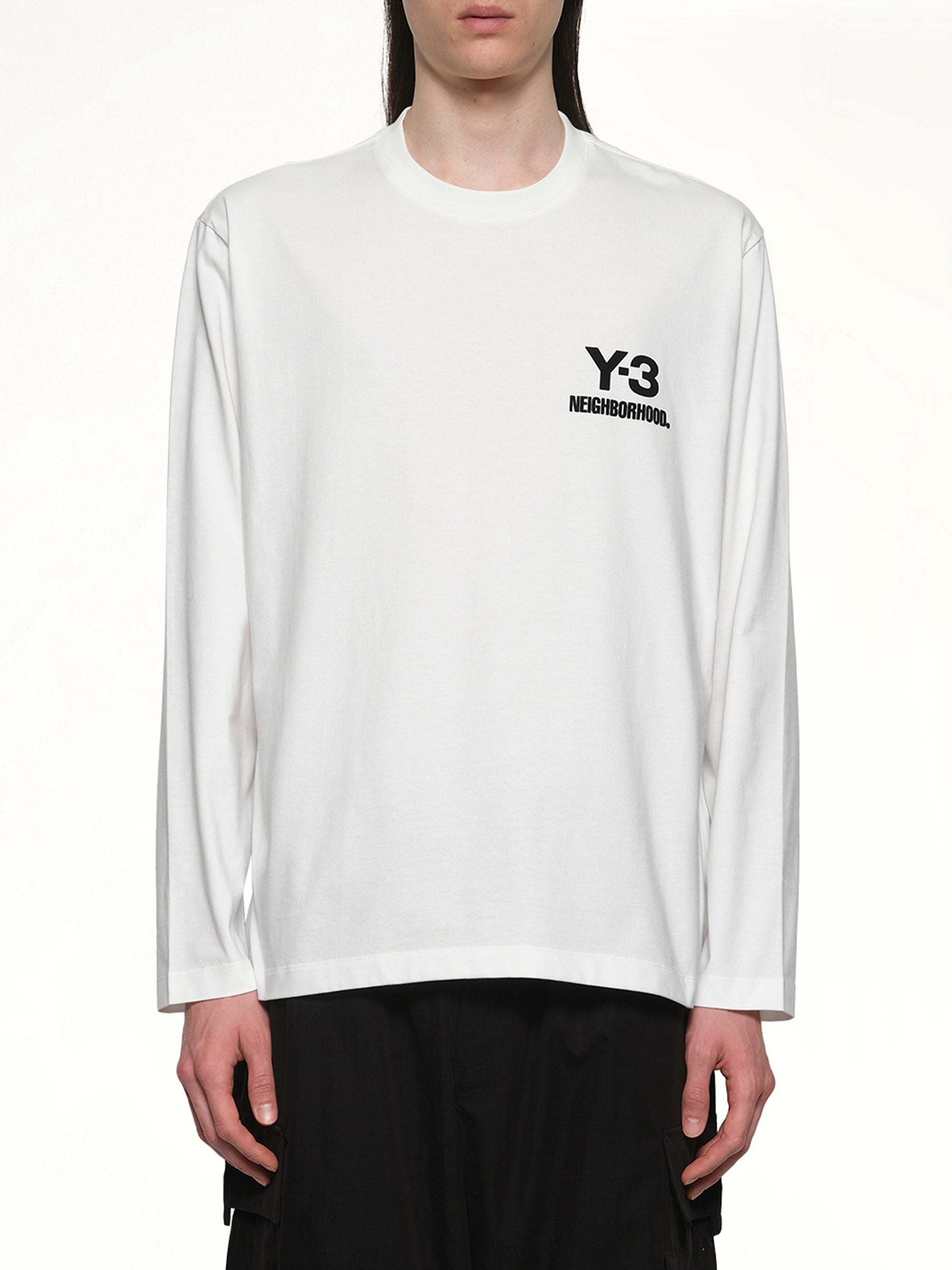 白色 Y-3 X NBHD 徽标长袖 T 恤