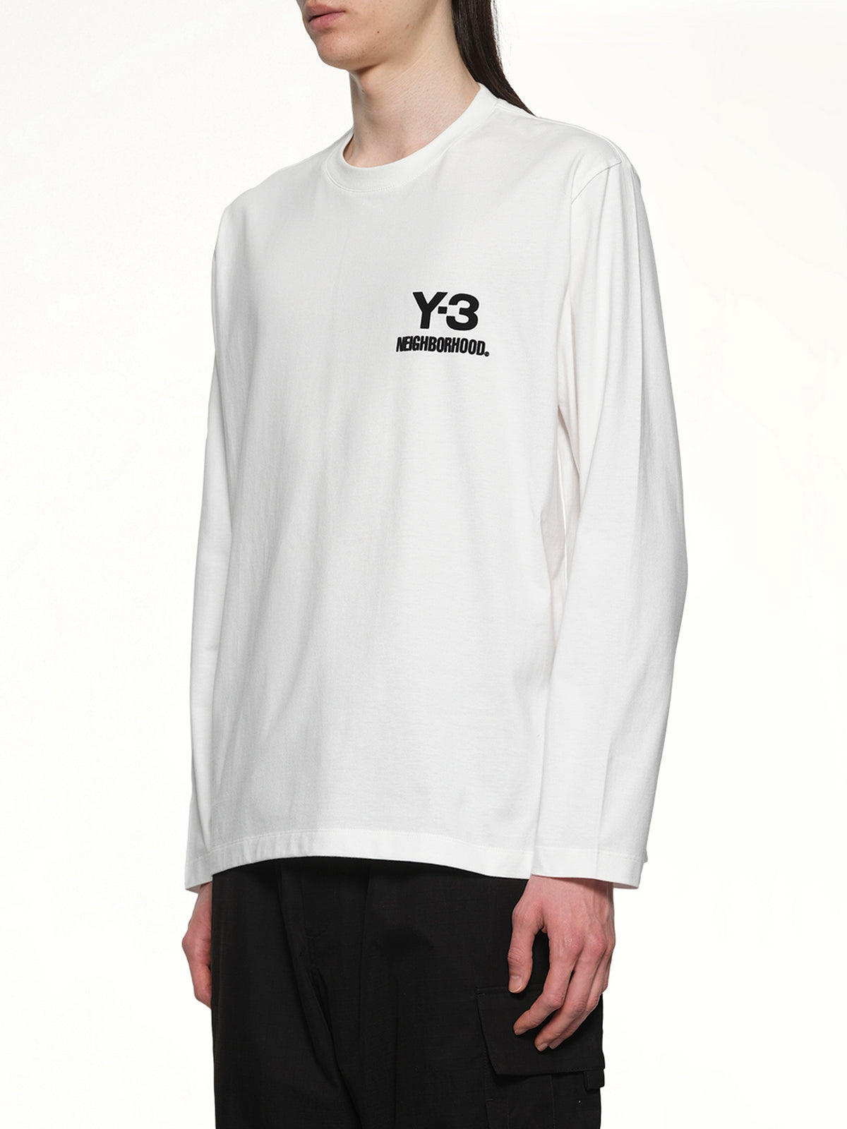 白色 Y-3 X NBHD 徽标长袖 T 恤