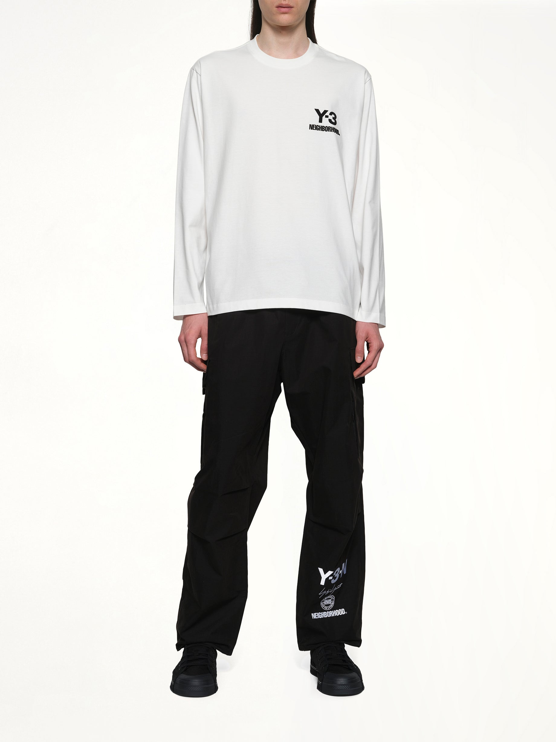 白色 Y-3 X NBHD 徽标长袖 T 恤