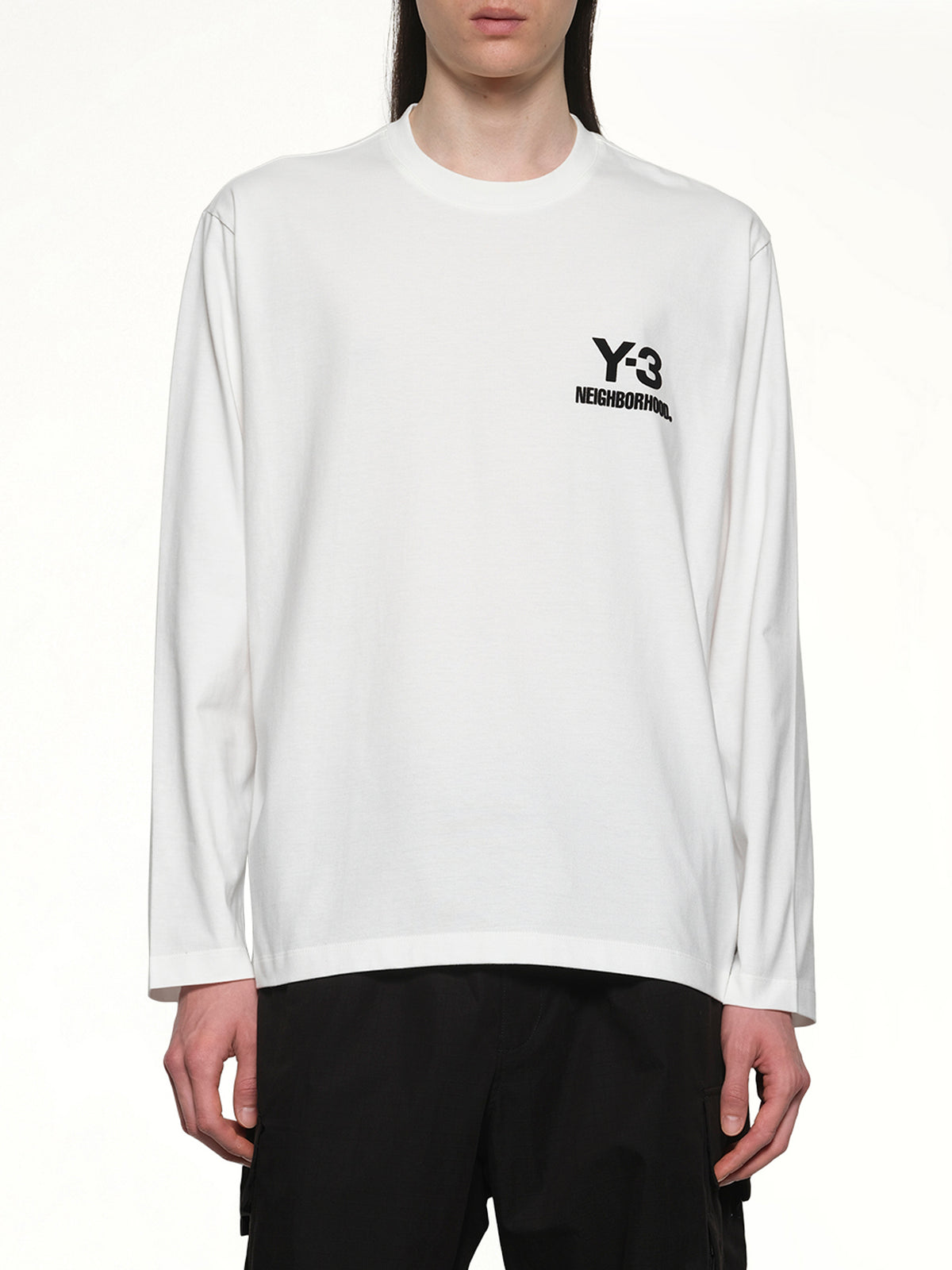 白色 Y-3 X NBHD 徽标长袖 T 恤