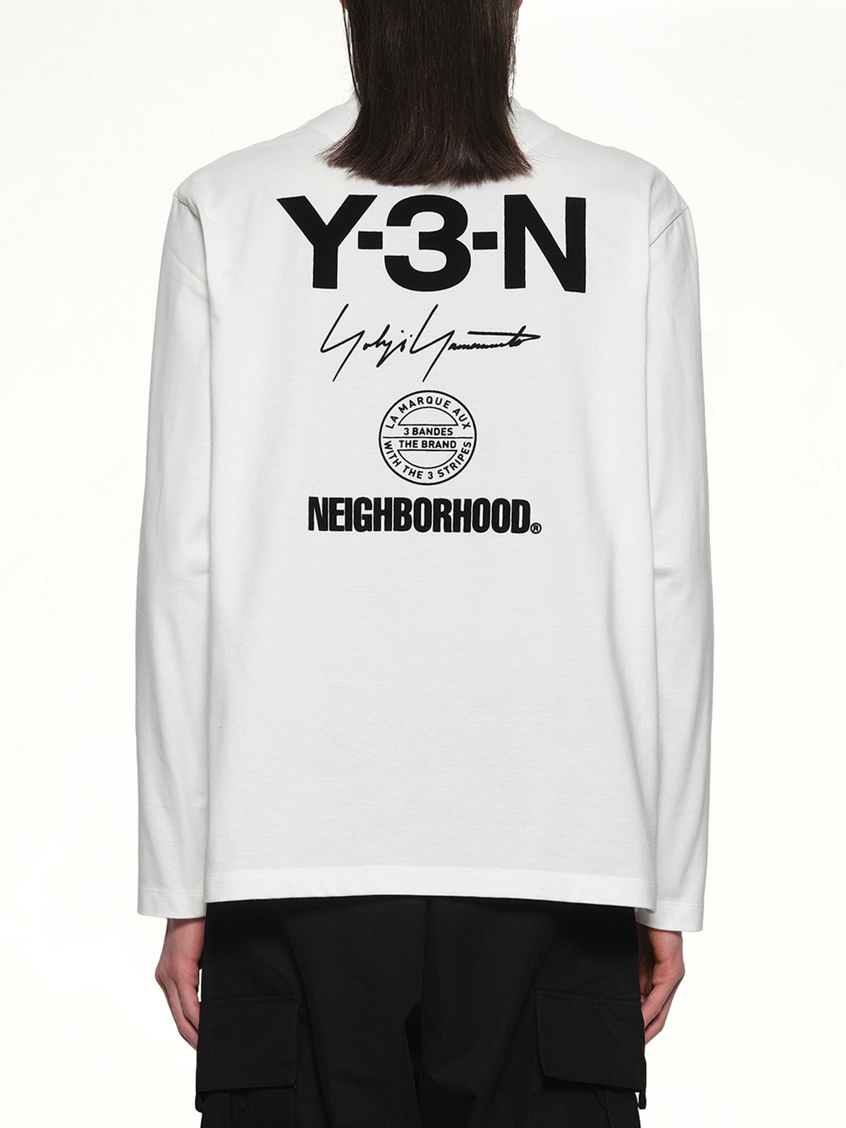 白色 Y-3 X NBHD 徽标长袖 T 恤