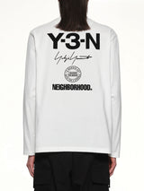 白色 Y-3 X NBHD 徽标长袖 T 恤