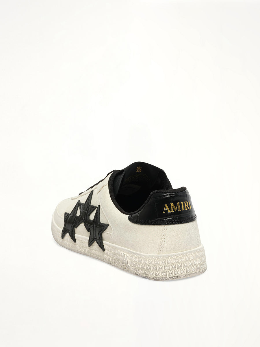 Croc Debossed Pacific Sneaker in Black Back View | AMIRI