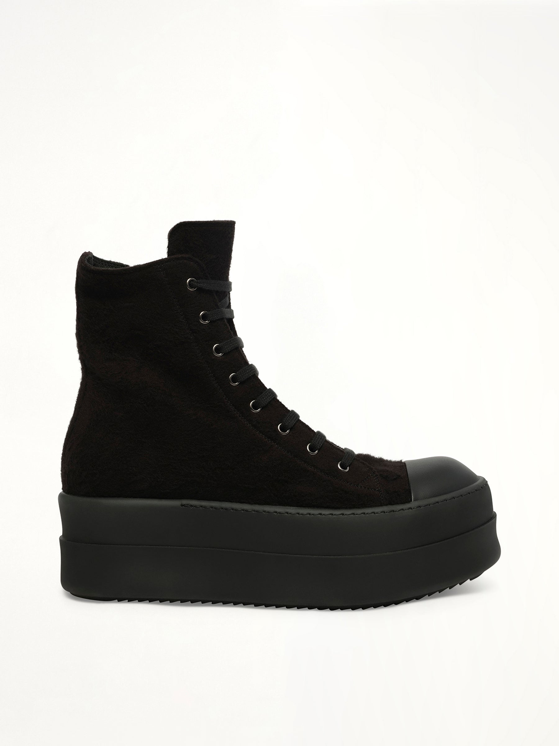 Double Bumper Sneaker in All Black Side View | RICK OWENS DRKSHDW