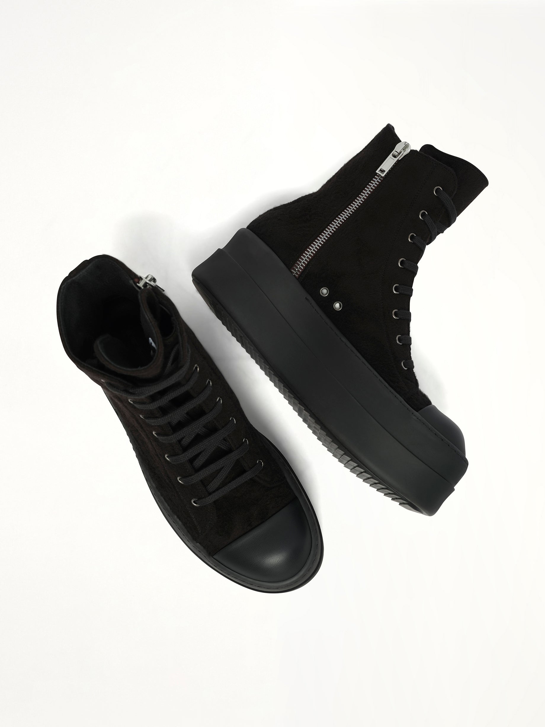 Double Bumper Sneaker in All Black Top View | RICK OWENS DRKSHDW