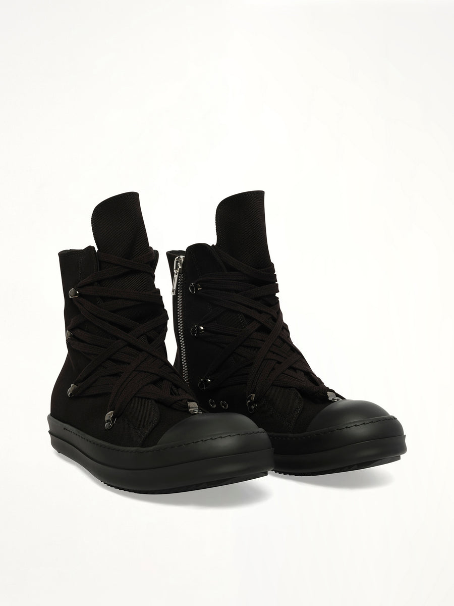 Megalace Sneaks in All Black Front View | RICK OWENS DRKSHDW