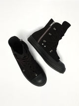 Megalace Sneaks in All Black Top View | RICK OWENS DRKSHDW
